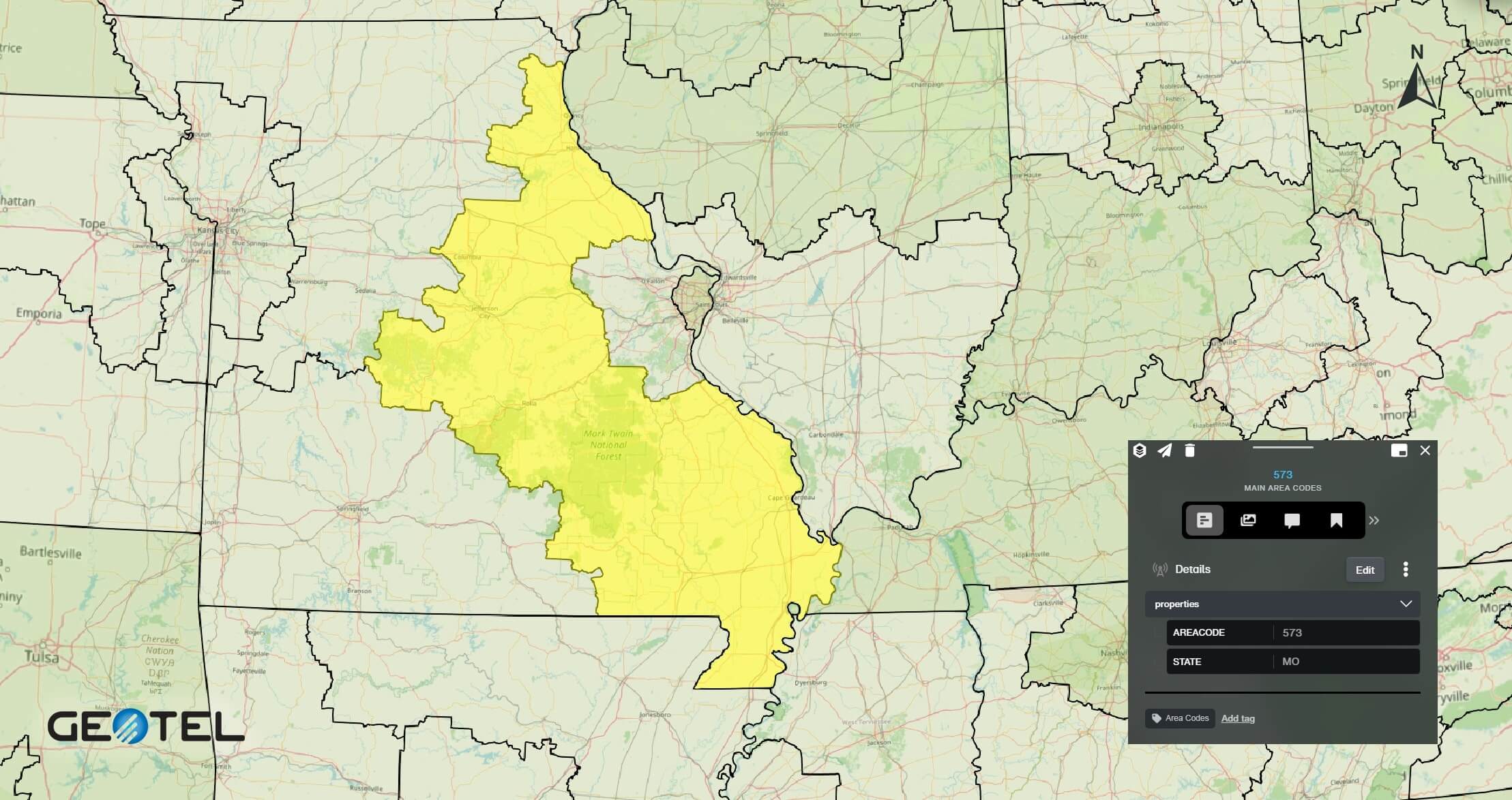 Area Code Boundaries Image